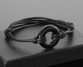 img 2 attached to 🔒 Customizable Circle of Life Eternity Urn Bracelet for Ashes - Stainless Steel Tube Bar Bracelets with Adjustable Cord by JOVIVI