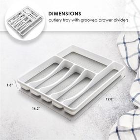 img 2 attached to 🍴 JINAMART Silverware Organizer Tray | Kitchen Utensils & Cutlery Holder | Drawer Dividers with Grooves | 6-Compartments Kitchen Drawer Organizer | Non-Slip Rubber Feet | BPA-Free (6-compartment)