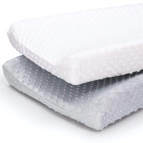 img 4 attached to 👶 The Peanutshell Plush Minky Changing Pad Covers: Unisex Grey & White, 2 Pack Set for Baby Boys or Girls