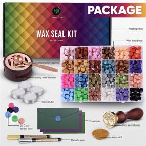 img 3 attached to 💌 Wax Seal Kit with 624 Pcs Wax Seal Beads, Wax Seals Stamp, Wax Seal Warmer, Melting Spoon, Vintage Envelopes, Metallic Pens & Tea Light Candles - An Excellent Value for Letter Sealing