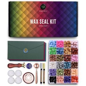 img 4 attached to 💌 Wax Seal Kit with 624 Pcs Wax Seal Beads, Wax Seals Stamp, Wax Seal Warmer, Melting Spoon, Vintage Envelopes, Metallic Pens & Tea Light Candles - An Excellent Value for Letter Sealing