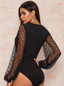 img 3 attached to Romwe Womens Sleeve Polka Bodysuit