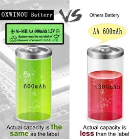 img 3 attached to 🔋 12 зеленых аккумуляторов OXWINOU AA Ni-MH 600mAh 1,2V с возможностью зарядки - Идеально подходят для наружных солнечных фонарей, садовых фонарей, пультов, мышей