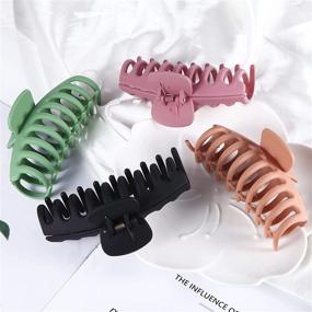 img 1 attached to 🌸 Large Hair Claw Clips for Thick Hair - Set of 4, Strong Hold for Women, Barrettes for Long Hair, Fashion Accessories for Girls - Hair Clamps Clip, 4.3 Inch Big Hair Claw for Heavy Hair