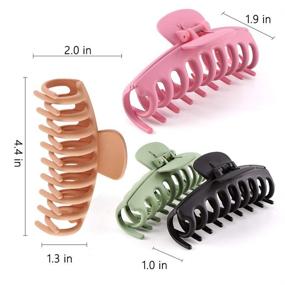 img 3 attached to 🌸 Large Hair Claw Clips for Thick Hair - Set of 4, Strong Hold for Women, Barrettes for Long Hair, Fashion Accessories for Girls - Hair Clamps Clip, 4.3 Inch Big Hair Claw for Heavy Hair