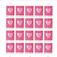 celebrate love with cut paper hearts! get the full sheet of 20 scott 4847 forever stamps logo