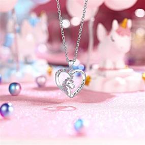 img 1 attached to Sparkle with UNGENT THEM Magical Unicorn Necklace for Girls - Crystal Heart Pendant for Enchanting Unicorn Jewelry Gifts; Perfect for Daughter, Granddaughter, Niece | Ideal for Birthdays and Christmas!