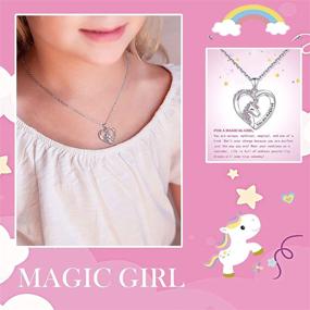 img 3 attached to Sparkle with UNGENT THEM Magical Unicorn Necklace for Girls - Crystal Heart Pendant for Enchanting Unicorn Jewelry Gifts; Perfect for Daughter, Granddaughter, Niece | Ideal for Birthdays and Christmas!