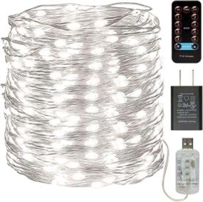 img 4 attached to 🌟 Buways 66ft 200LEDs Fairy Lights - USB Plug-in Twinkle String Lights 8 Modes with RF Remote Control - Christmas Party Garden Home Decoration (1, Silver Wire - Cool White - 66ft)