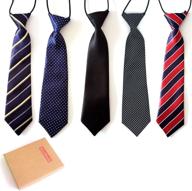 elesa miracle boys pre-tied elastic neck strap tie: little boys necktie value set of 5 - trendy and convenient logo
