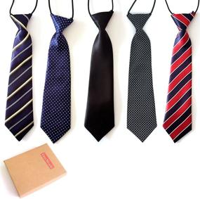 img 3 attached to Elesa Miracle Boys Pre-Tied Elastic Neck Strap Tie: Little Boys Necktie Value Set of 5 - Trendy and Convenient