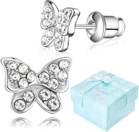 img 3 attached to Stainless Steel Butterfly Stud Earrings for Girls - Hypoallergenic with Zirconia Sparkles - Shop Buyless Fashion