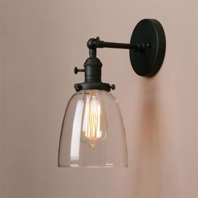 img 4 attached to 🏭 Vintage Industrial Wall Light with Clear Oval Glass Shade - Pathson Loft Vintage Wall Lamp, 5.6" Diameter, Flush Mount Wall Sconce with Matte Black Metal Base Cap Fixture