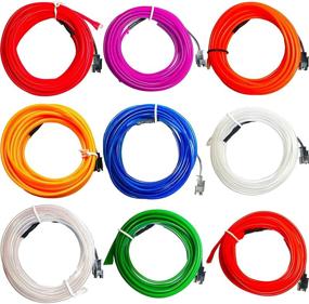 img 2 attached to Neon Glowing EL Wire Kits 360° Illumination Neon Tube Rope Lights For Xmas Party Decoration Wedding Pub Parties Halloween Decoration (5M