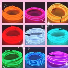 img 1 attached to Neon Glowing EL Wire Kits 360° Illumination Neon Tube Rope Lights For Xmas Party Decoration Wedding Pub Parties Halloween Decoration (5M