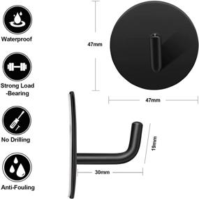 img 1 attached to 💪 SouLips Strong Adhesive Hooks, Black Wall Mount Hanger for Keys Coats Towels - Heavy Duty Stainless Steel Hooks for Kitchen Bathroom Toilet - No Drill, Waterproof, 4 Pack