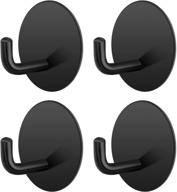 💪 soulips strong adhesive hooks, black wall mount hanger for keys coats towels - heavy duty stainless steel hooks for kitchen bathroom toilet - no drill, waterproof, 4 pack logo