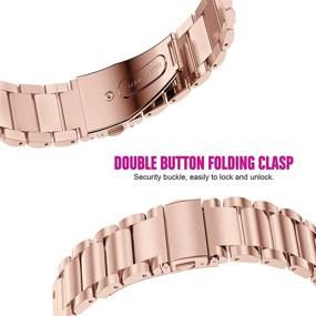 img 3 attached to 🌹 YOUkei Stainless Steel Metal Replacement Strap Bracelet for Garmin Venu Sq - Rose Gold Band
