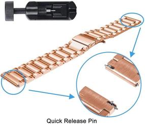 img 2 attached to 🌹 YOUkei Stainless Steel Metal Replacement Strap Bracelet for Garmin Venu Sq - Rose Gold Band