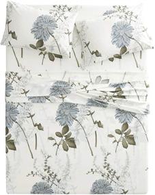 img 2 attached to 🌺 Floral Sheet Set - Wake In Cloud, Botanical Flowers Printed Pattern, King Size, Soft Microfiber Bedding (4pcs)