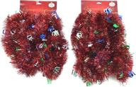 🎄 holiday crafts (tm) set of 2 decorative christmas garland - 15 ft. each, total 30 ft.! perfect for trees, stairways, walls, ceilings, windows and more! (red with ho ho design) логотип