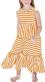 img 4 attached to 👗 Stylish Sleeveless Summer Striped Sundresses for Girls: KYMIDY Clothing and Dresses