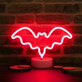 img 2 attached to 🦇 Gothic LED Neon Bat Lights: Spooky Halloween Decorations with Battery Operated Night Lamp - Perfect for Bedroom, Bar, and Wall