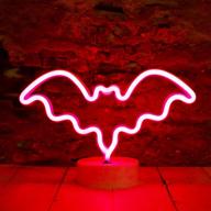 🦇 gothic led neon bat lights: spooky halloween decorations with battery operated night lamp - perfect for bedroom, bar, and wall логотип