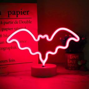 img 3 attached to 🦇 Gothic LED Neon Bat Lights: Spooky Halloween Decorations with Battery Operated Night Lamp - Perfect for Bedroom, Bar, and Wall