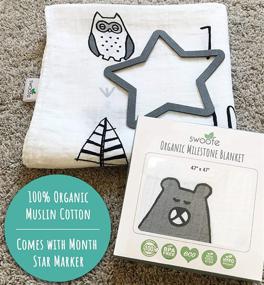 img 2 attached to 🌿 Organic Muslin Cotton SWOOFE Monthly Milestone Blanket for Baby Boy & Girl with Woodland Nursery Decor Bear Fox Owl Design – Unisex Baby Gift, Includes Month Star Marker