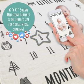 img 1 attached to 🌿 Organic Muslin Cotton SWOOFE Monthly Milestone Blanket for Baby Boy & Girl with Woodland Nursery Decor Bear Fox Owl Design – Unisex Baby Gift, Includes Month Star Marker