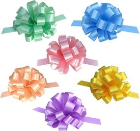 img 4 attached to 🎁 Set of 6 Large Pull Bows - 8" Wide, Spring Pastels Easter Ribbons in Lavender, Mint, Yellow, Rose - Perfect for Gift Baskets, Spring Decorations, Birthdays, Christmas, Fundraisers, School Dances
