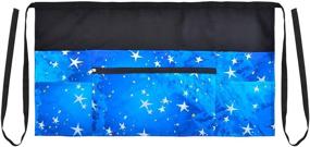 img 4 attached to 👩 Versatile 6-Pocket Server Apron: Half Waist Apron for Waitresses, Chefs & Home Cooking (Blue Starry)