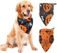 🎃 vipith halloween dog bandana set: 2 pack triangle washable and adjustable kerchief scarf bibs for pumpkin bats spider dogs cats pets логотип