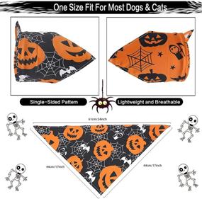 img 3 attached to 🎃 VIPITH Halloween Dog Bandana Set: 2 Pack Triangle Washable and Adjustable Kerchief Scarf Bibs for Pumpkin Bats Spider Dogs Cats Pets