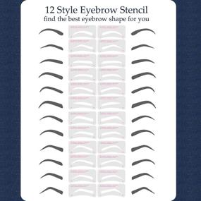 img 1 attached to 👁️ 12-Pack Eyebrow Stencil Shaper Kit - Reusable Template for Quick 3-Minute Makeup, Ideal for Beginners and Professionals