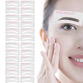 img 4 attached to 👁️ 12-Pack Eyebrow Stencil Shaper Kit - Reusable Template for Quick 3-Minute Makeup, Ideal for Beginners and Professionals