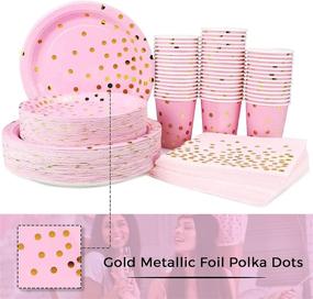 img 2 attached to 🎉 Sparkling Pink Gold Party Supplies: Elegant Disposable Decor for Celebrations