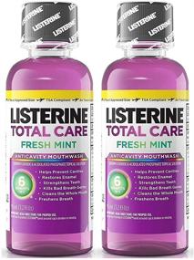 img 4 attached to Пакет из 2 флаконов Listerine Total Care Fresh Mint антисептического ополаскивателя рта, объемом для путешествий 3,2 унции (95 мл)