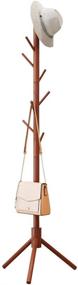 img 4 attached to 🧥 Premium Pine Wood Coat Rack - Free Standing Coat Stand with 8 Hooks for Coats, Hats, Scarves, and Bags