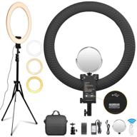 fositan 20 inch ring light [new version], 3200-5600k bi-color, dimmable led ring light with upgraded stand, usb charging port, mirror for youtube, blog, portrait makeup video shooting logo