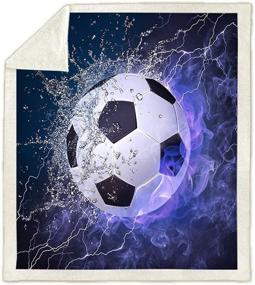 img 2 attached to ⚽️ Soccer Flame Fleece Sherpa Throw Blanket: Perfect for Soccer Fans, Boys, Teens, and Kids – Reversible, Soft, Cozy, and All-Season 60” x 80” Soccer Throw Blanket for Bed, Couch, Sofa