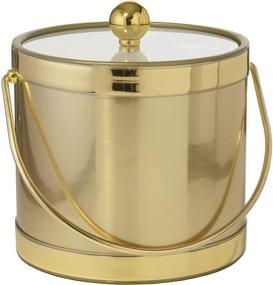 img 3 attached to Premium Handmade Brushed Gold Double Walled 3-Quart Insulated Ice Bucket - Made in USA with Ice Tongs (Metallic Deco Collection)