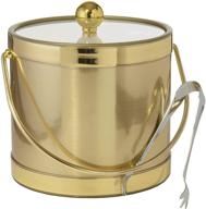 premium handmade brushed gold double walled 3-quart insulated ice bucket - made in usa with ice tongs (metallic deco collection) логотип