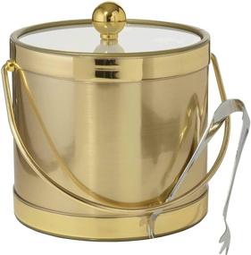 img 4 attached to Premium Handmade Brushed Gold Double Walled 3-Quart Insulated Ice Bucket - Made in USA with Ice Tongs (Metallic Deco Collection)