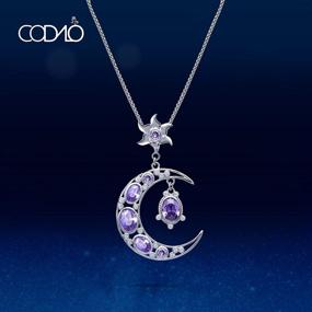 img 1 attached to 🌙 Silver Tone Crescent Moon Pendant Necklace with Cubic Zirconia for Women and Girls - Suitable for Birthday, Anniversary, Graduation - CODILO Moon Necklace