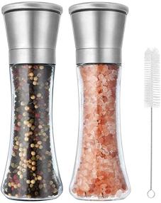 img 4 attached to Aokeleilei Salt and Pepper Grinder Set - Premium Coarseness Adjustable Peppers Mill Grinders - Refillable Salt Shakers - Tall Size: 7.5' x 2.51'