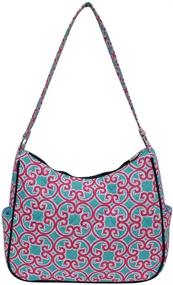 img 2 attached to Ngil Quilted Cotton Shoulder Turquoise Women's Handbags & Wallets in Hobo Bags