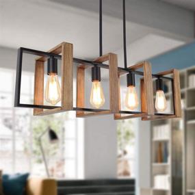 img 4 attached to 🛋️ 35.4" Kitchen Island Lighting: Modern Farmhouse Chandelier with 4 Lights, Black Pendant for Dining Room, Pool Table and More