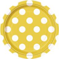 eye-catching polka dot yellow cake paper plates by unique industries - 8 pieces logo